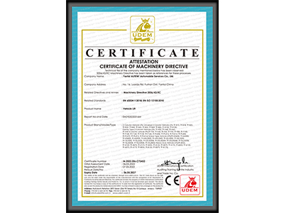 certificate for vehicle lifts