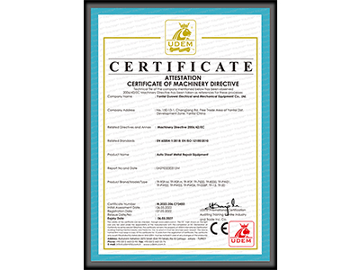 certificate for welding machines